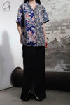AVIVA JIFEI XUE Retro Kimono Patch Short Sleeve Shirt CO-KPSS-BLU (10) PAJX1